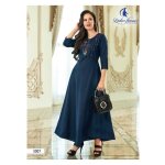 Robe tunique longue kurti bleu vert miss gold ethnique brode