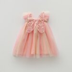 Robe tutu � bretelles papillon arc - en - ciel color�e pour filles � paillettes rose