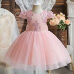 Robe tutu brod�e � paillettes pour filles f�te danniversaire rose