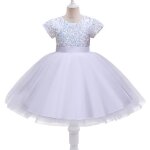 Robe tutu pour petites filles v�tements pelucheux � paillettes blanc