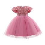 Robe tutu pour petites filles v�tements pelucheux � paillettes rose