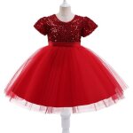 Robe tutu pour petites filles vtements pelucheux  paillettes rouge