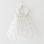 Robe tutu en tulle pour fille tenue de princesse avec imprim� floral et bande de sauna blanc