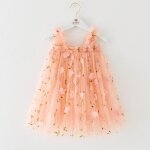 Robe tutu en tulle pour fille tenue de princesse avec imprim� floral et bande de sauna rose2