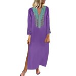 Robe vdx2s ni ka manches longues automne et hiver longue maxi robe caftan grande taille charmante lgante ...