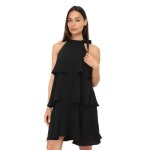 Robe fluide dot�e de volants. mod�le avec encolure am�ricaine � nouer. pour femme - robes - la modeuse ...