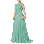 Robe w8s4j dentelle perl�e m�re de la mari�e robes une ligne robes de soir�e en mousseline de soie pour ...