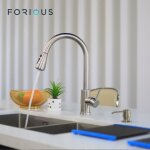 Forious robinet cuisine avec douchette extensible mitigeur cuisine rotatif 360� � arc �lev� 2 jets acier ...