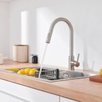 Robinet de cuisine bross avec 2 fonctions douchette extractible mitigeur cuisine rotatif  360 en acier ...