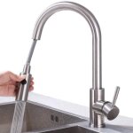 Robinet de cuisine avec douchette extractible bec rotatif mitigeur d�vier mitigeur cuisine en acier nickel ...