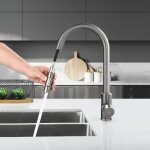 Robinet de cuisine gris - lonheo - douchette extractible - mitigeur rotatif  360 en acier inoxydable ...