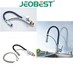 Robinet de cuisine jeobest avec douchette flexible - noir et argent - mitigeur monotrou pour �vier