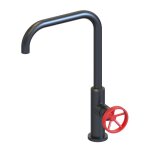 Robinet de cuisine mitigeur k2o delta 24x7x35cm noir et rouge avec flexible de 45 cm bec pivotant et ...