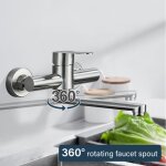 Robinet cuisine muralmitigeur cuisine inoxydablepivotant � 360�pour �vier cuisiner�glable eau chaude ...