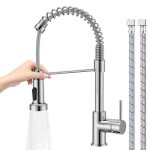 Robinet cuisine nickel bross� mitigeur avec douchette 360� extractible 2 modes de pulv�risation chaud ...