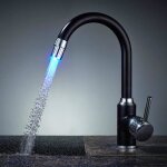 Robinet de cuisine noir led 3 couleurs changeant robinet Évier noir u - forme pivotant à 360° mitigeur ... Robinet de cuisine noir led 3 couleurs changeant robinet Évier noir u - forme pivotant à 360° mitigeur ...