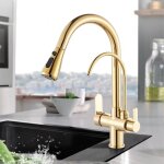 Robinet de cuisine 3 voies mitigeur de cuisine or avec douchette extractible mitigeur evier cuisine eau ...