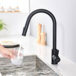 Robinet cuisine noire avec douchette extractible mitigeur de cuisine rotatif  360 en acier inoxydable ...