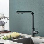 Robinet de cuisine - prumya - rabattable - noir mat - acier inoxydable - douchette flexible