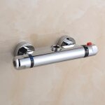Robinet douche thermostatique mitigeur valve mur - tempsa - gris - chrom - 2 trous - baignoire