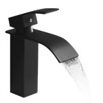 Robinet lavabo cascade noir moderne mitigeur robinet salle bain pour vasque  poser robinetterie carr ...