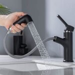 Robinet de lavabo avec douchette extensible - 2 modes - mitigeur salle de bains en laiton durable Robinet de lavabo avec douchette extensible - 2 modes - mitigeur salle de bains en laiton durable