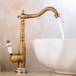 Robinet de lavabo en laiton rtro - yyv - monotrou - hauteur 162mm - finition cuivre
