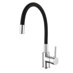 Robinet de lavabo mitigeur k2o flex 22x96x366 cm chrome avec flexible de 35 cm bec flexible noir et a�rateur ...