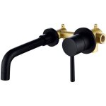 Robinet de lavabo mural noir en laiton tecmolog - monotrou - 360 pivotant - mitigeur encastrable