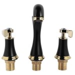 Robinet de lavabo - omabeta - or noir - cuivre - 3 trous - finition brosse