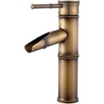 Robinet mitigeur cascade salle de bain en laiton - robinet lavabo antique m�langeur bambou - monotrou ...