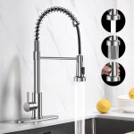 Robinet mitigeur cuisine avec douchette - prumya - evier cuisine - laiton bross - rotation  360