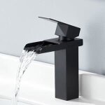 Robinet mitigeur de lavabo cascade noir en acier inox design moderne - homelody