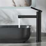 Noir robinet de lavabo haut rotatif � 360� mitigeur lavabo robinet salle de bain en acier inoxydable ...