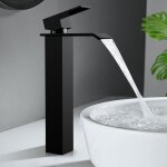 Robinet salle de bain cascade mitigeur lavabo haut - homelody - noir