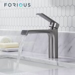 Forious robinet salle bain cascade hauteur de bec de 106mm mitigeur lavabo levier unique en laiton �conomie ...