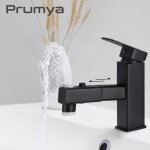 Robinet salle de bain noir en laiton design rétro prumya - mitigeur extractible 3 jets au choix Robinet salle de bain noir en laiton design rétro prumya - mitigeur extractible 3 jets au choix
