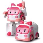 Robocar poli - v�hicule robot transformable ambre - 10 cm - se transforme en robot ou en voiture ambulance ...