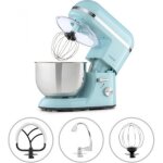 Robot p�tissier - klarstein bella elegance - 1300w - bol inox 5l - 6 vitesses - bleu