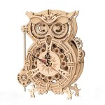 Robotime puzzle 3d hibou horloge pendule mcanique artisanat en bois pour adultes rveil minuteries auto ...