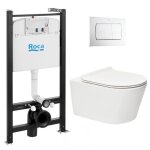 Roca pack bti - support roca active + wc sans bride sat brevis + abattant slim softclose + plaque blanche ...