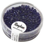 Rocailles - rayher hobby - 1406410 - 2 mm - bleu fonc� - reflets argent�s