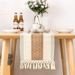 Rock chemin de table en macram� beige - en coton - vintage - crochet - pour d�coration de table boh�me ...