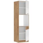 Rock - colonne - mlamin chne lancelot et blanc brillant - 60 cm - 2 portes
