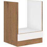 Rock - meuble bas four - m�lamin� ch�ne lancelot et blanc brillant - 60 cm - plan de travail non inclus ...