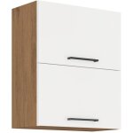 Rock - meuble haut - mélaminé chêne lancelot et blanc brillant - 60 cm - 2 portes basculantes Rock - meuble haut - mélaminé chêne lancelot et blanc brillant - 60 cm - 2 portes basculantes