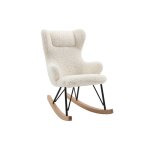 Miliboo - rocking chair enfant en tissu effet peau de mouton blanc m�tal noir et bois clair shaun