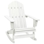 Rocking chair de jardin en bois - blanc - 72 x 92 x 104 cm