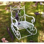 Rocking chair louisiane blanc chaise fauteuil de jardin � bascule int�rieur ext�rieur en m�tal patin� ...