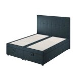 Le roi du matelas - lit coffre cassia bleu - 140x190 cm - cadre en mdf / htre - hauteur 38 cm